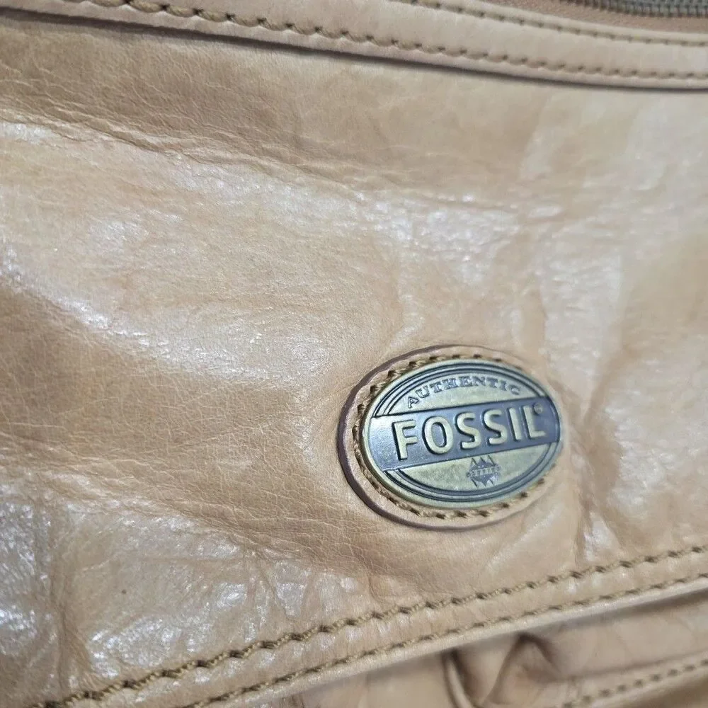 Fossil Leather Briefcase Zip Messenger Laptop Crossbody Brown Bag Butter Soft
